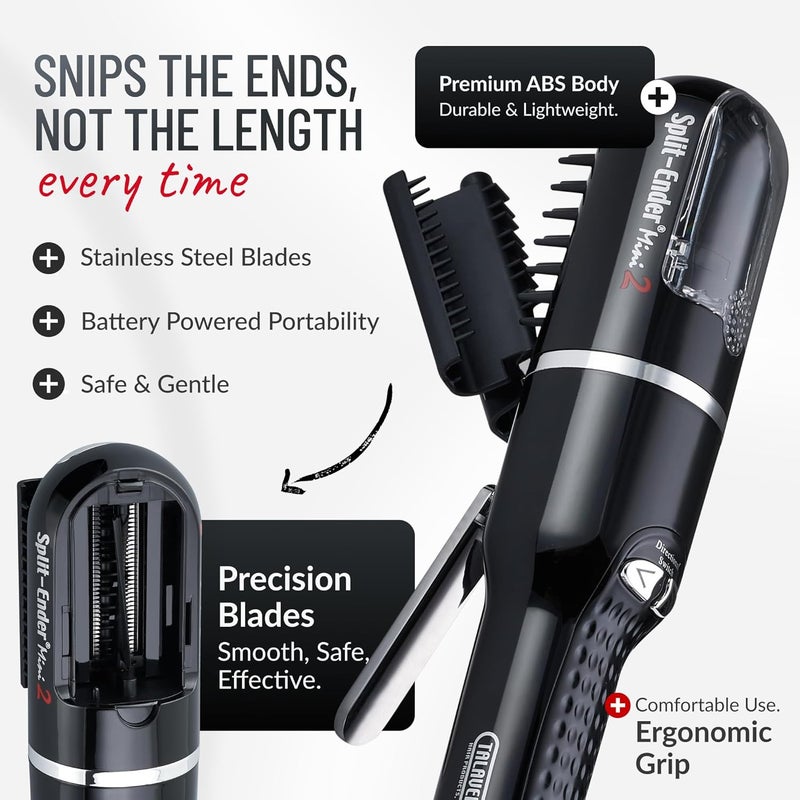 Split ender Mini 2 – Original Cordless Split End Hair Trimmer for Dry, Damaged, Brittle, Curly, Frizzy, or Straight Hair – Rechargeable Hair Clipper, Home Styling Tool for Split Ends (Black) - Image 4